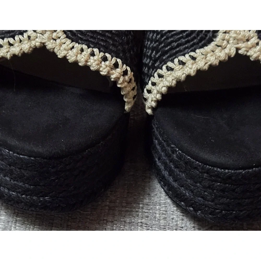Chelsea & Violet Black Woven Platform Slide Sandals‎ Espadrile Size 9.5